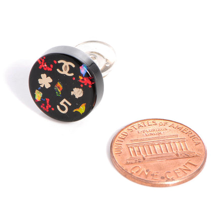 Chanel Resin CC Iconic Symbols Clip On Earrings Black 2 of 5