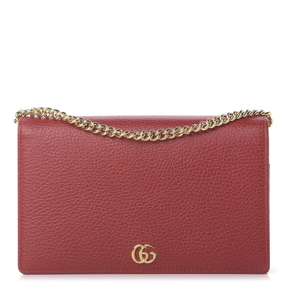 Gucci Dollar Calfskin Mini GG Marmont Chain Wallet Hibiscus Red 1 of 11