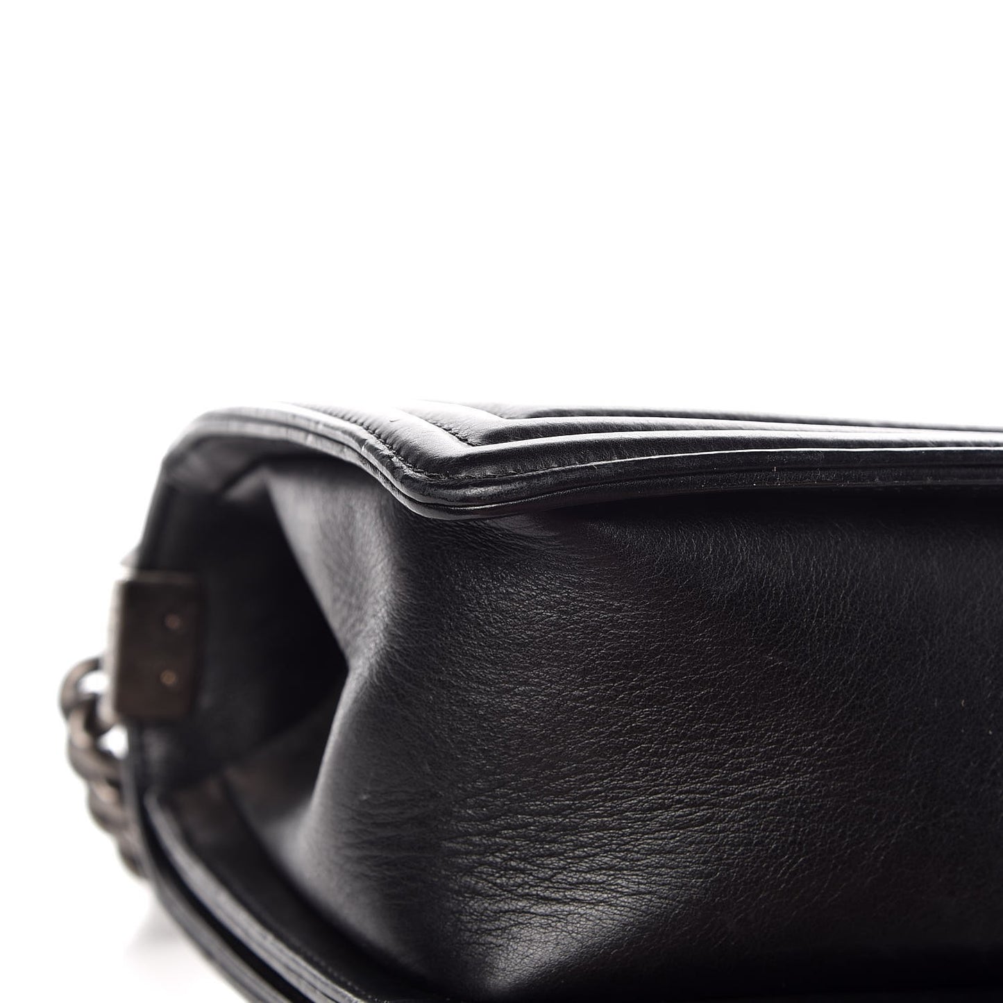 Calfskin Double Stitch Medium Boy Flap Black