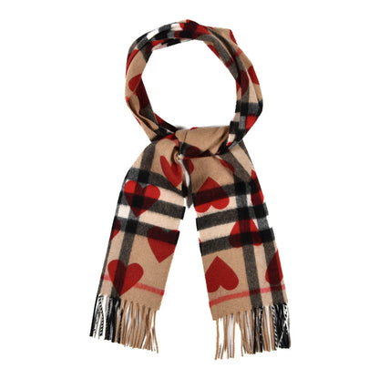 Burberry Cashmere Giant Heart Fringe Scarf Camel 1 of 4