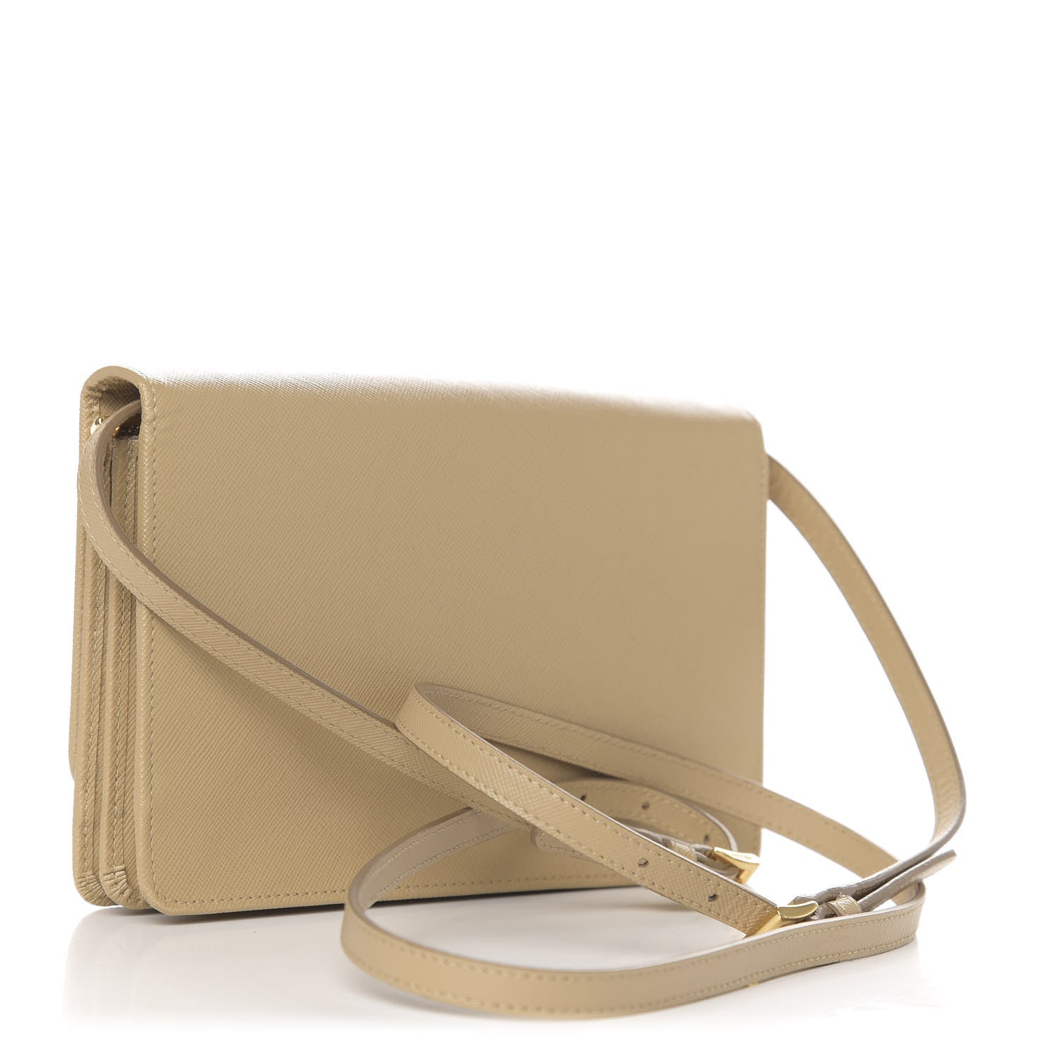 Prada Saffiano Metal Flap Wallet with Strap Sabbia 3 of 11