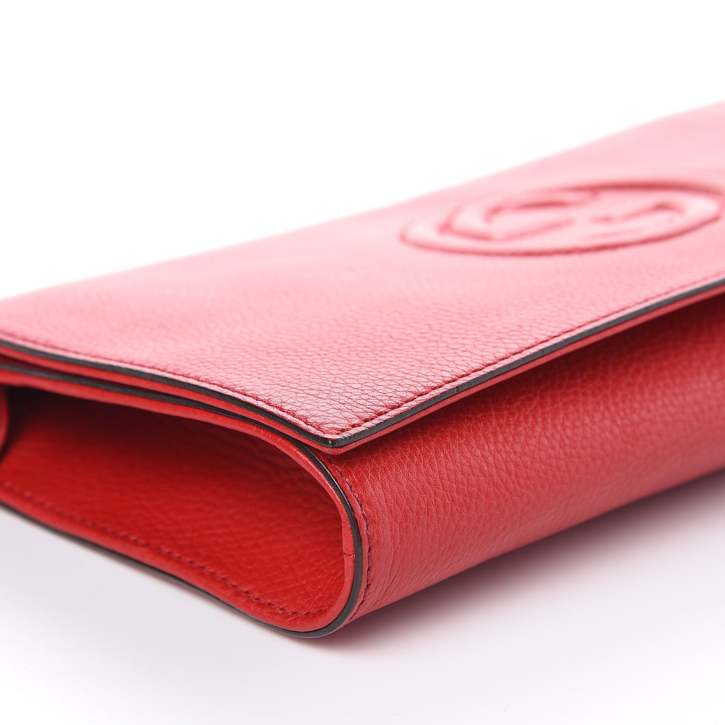 Pebbled Calfskin Medium Soho Clutch Red