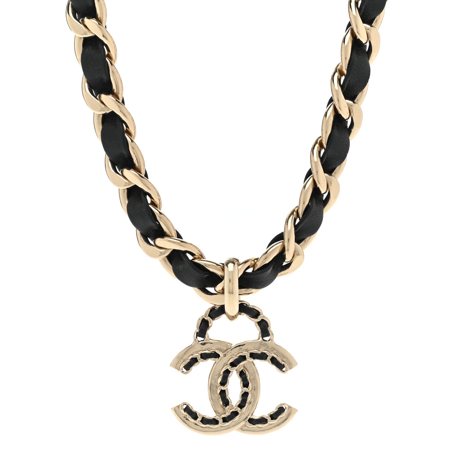 Chanel Metal Lambskin CC Choker Necklace Black Gold 1 of 6