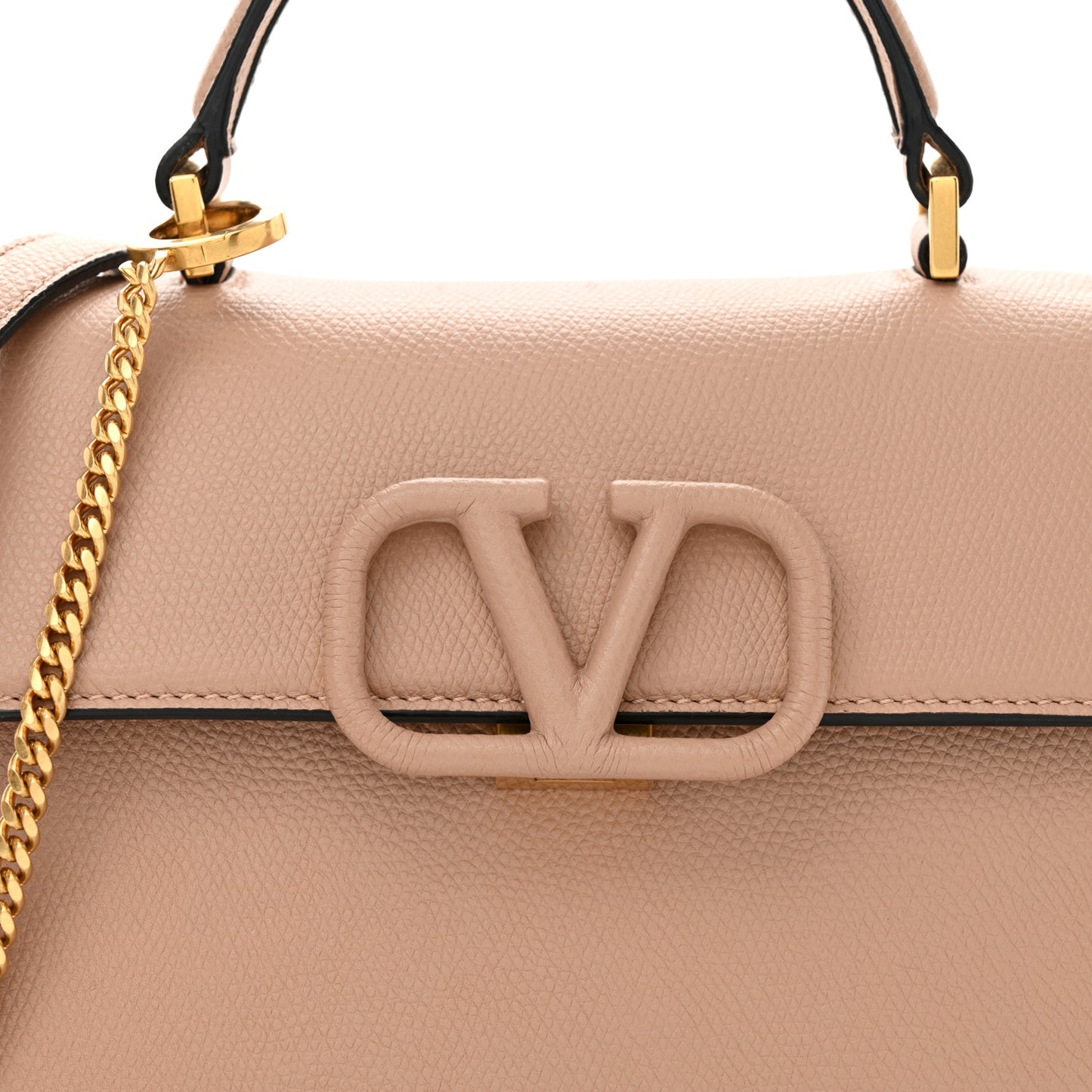 Grainy Calfskin Small VSling Top Handle Bag Poudre