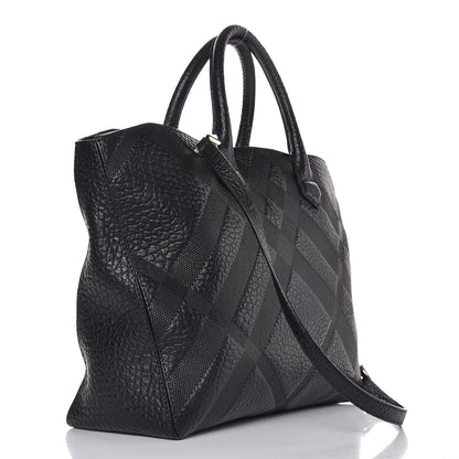 Burberry Heritage Grain Check Embossed Medium Dewsbury Tote Black 3 of 8