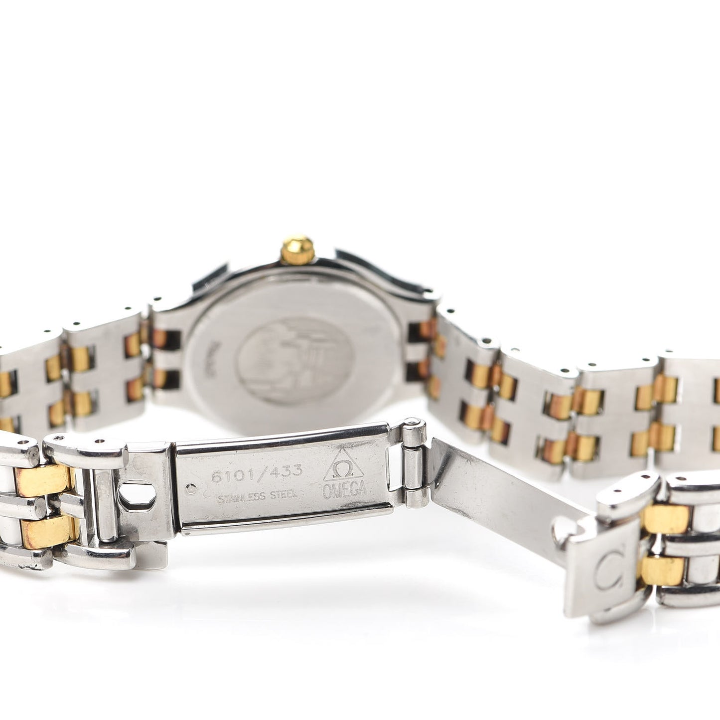 Stainless Steel 18K Yellow Gold 23mm De Ville Quartz Watch White 795.0901