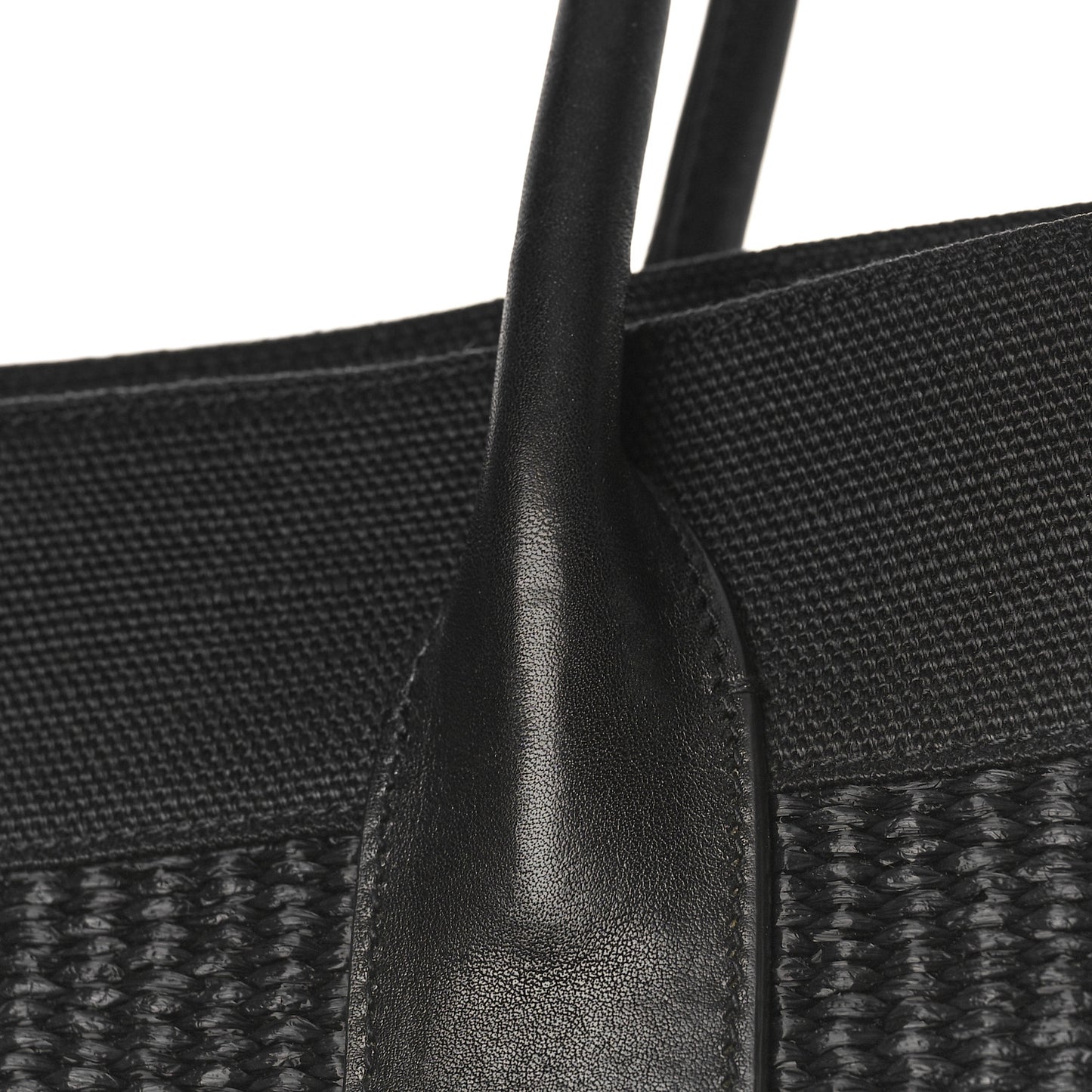 Raffia Linen Calfskin Rive Gauche Tote Black