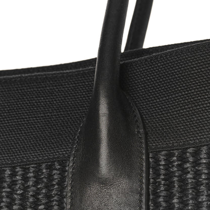 Saint Laurent Raffia Linen Calfskin Rive Gauche Tote Black 9 of 9