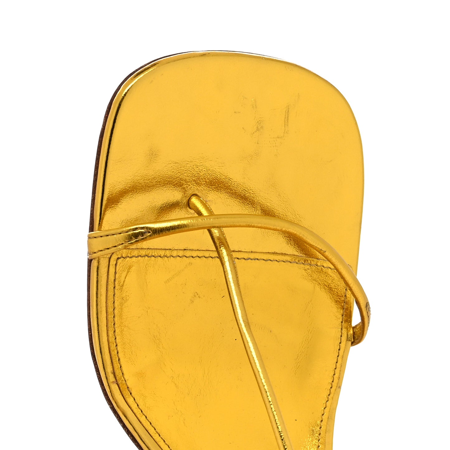 Laminated Calfskin The Line 90mm Sandals 39 Gold