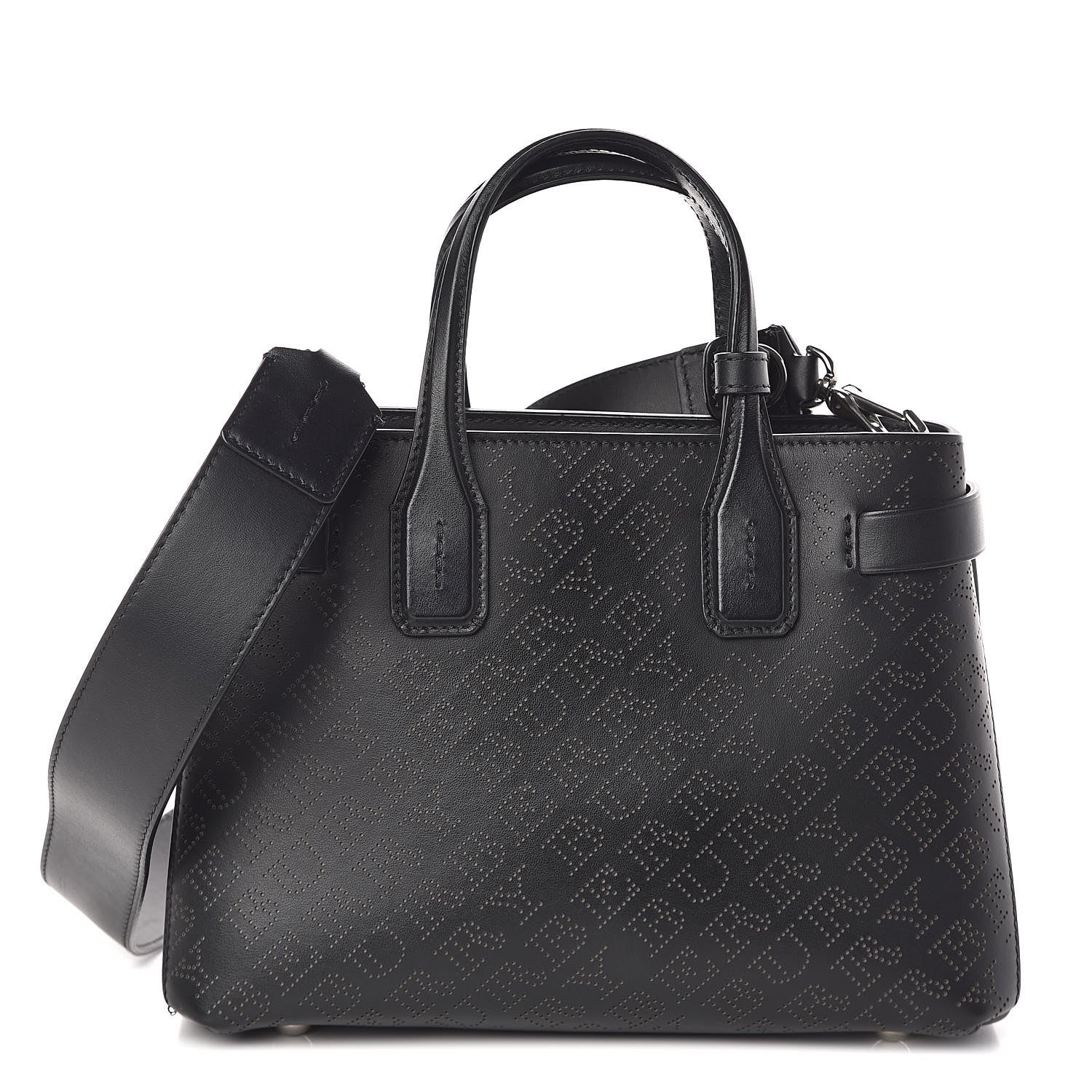 Burberry Calfskin Perforated Small Banner Tote Black 1 of 9