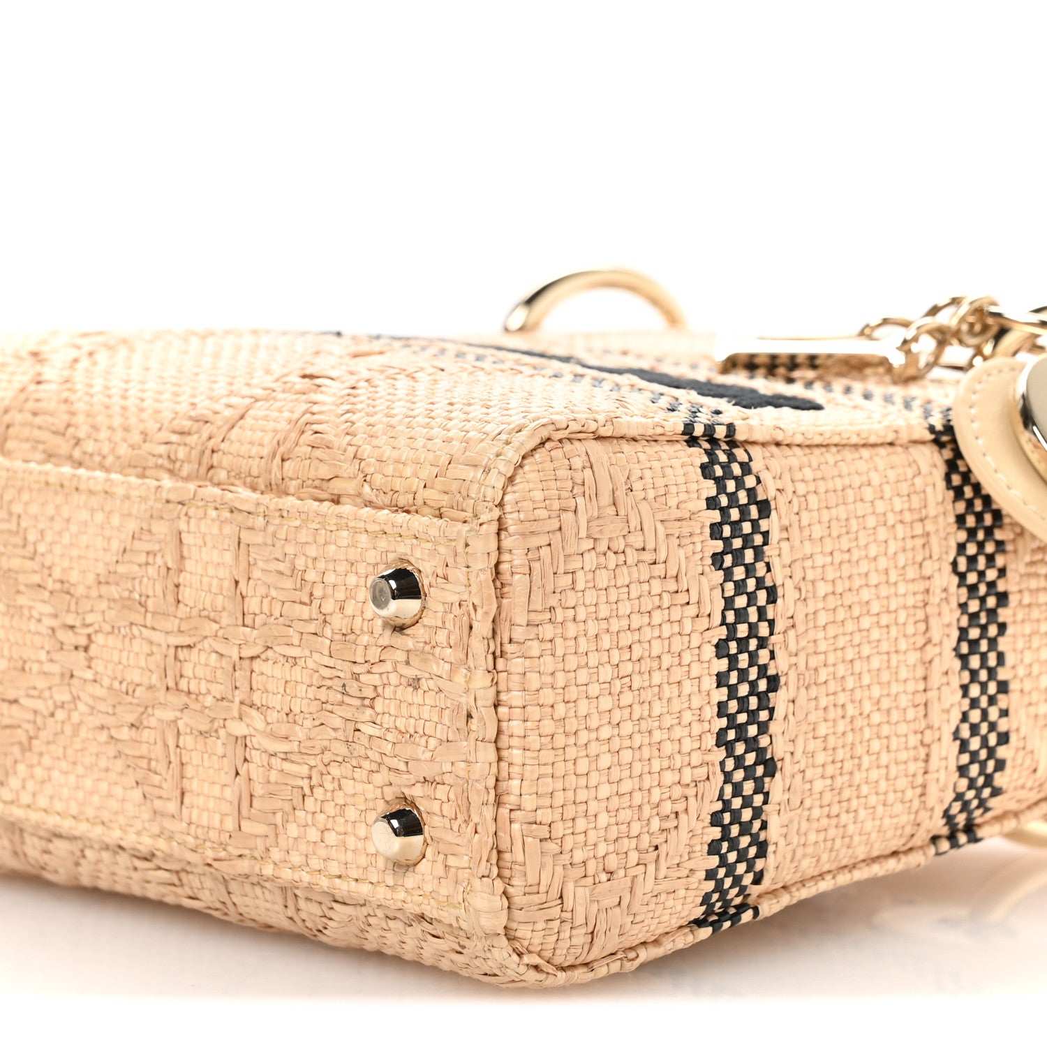 Christian Dior Raffia Woven Cannage Embroidered Mini Lady D-Lite Natural Black 10 of 10