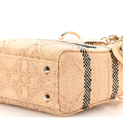 Christian Dior Raffia Woven Cannage Embroidered Mini Lady D-Lite Natural Black 10 of 10