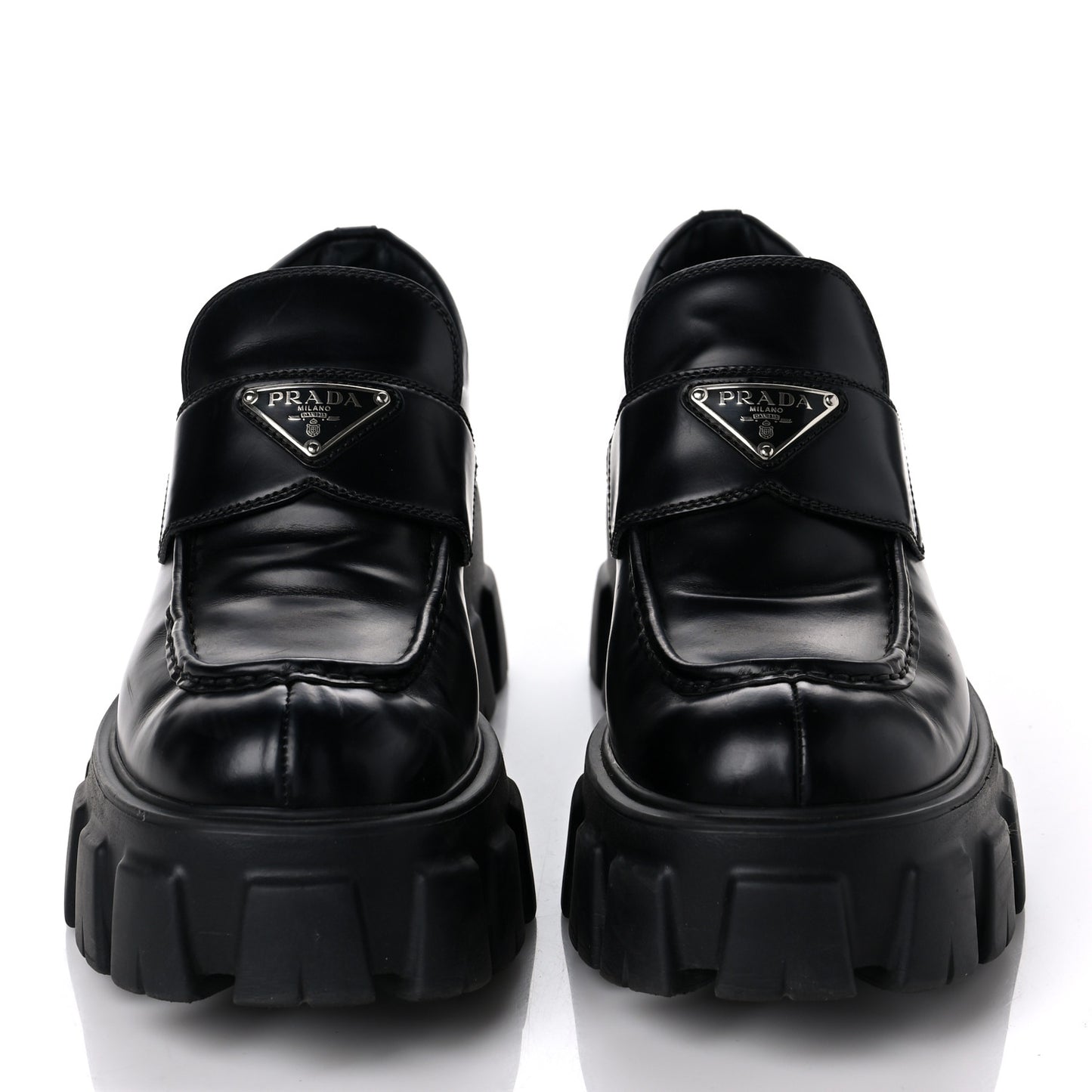 Spazzolato Rois Metal Triangle Logo Monolith 55mm Loafers 40 Black
