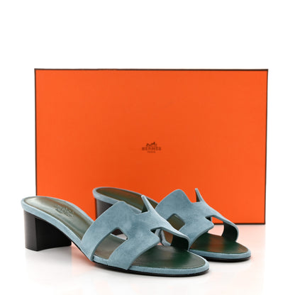 Hermes Suede Goatskin Oasis Sandals 39 Vert D'eau Vert Anglais 9 of 9