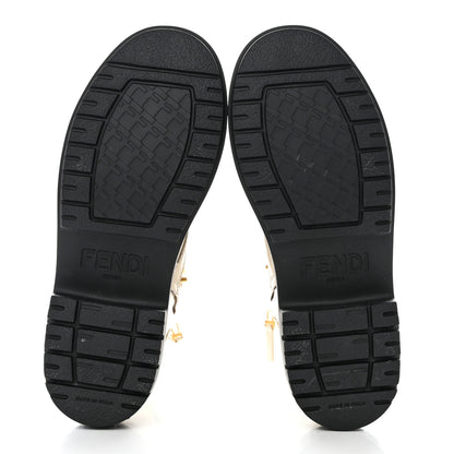 Fendi Vitello Abrasivato Fendigraphy 50mm Biker Boots 41 White 5 of 9