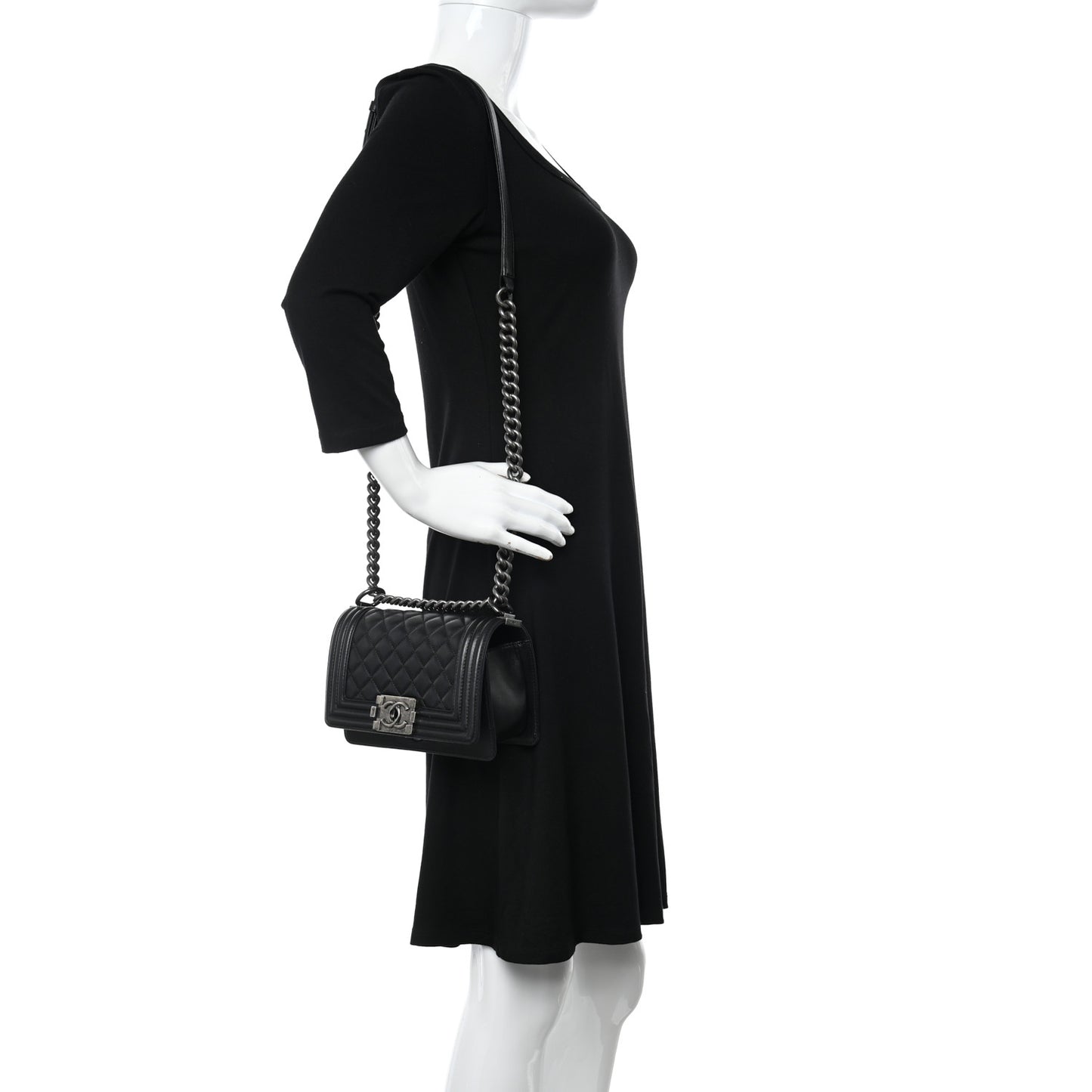 Lambskin Quilted Small Boy Flap Black