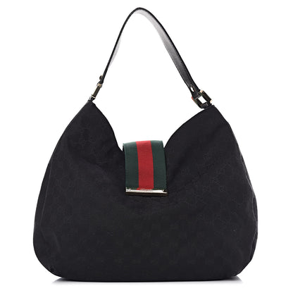 Gucci Monogram Large New Ladies Web Hobo Black 1 of 10