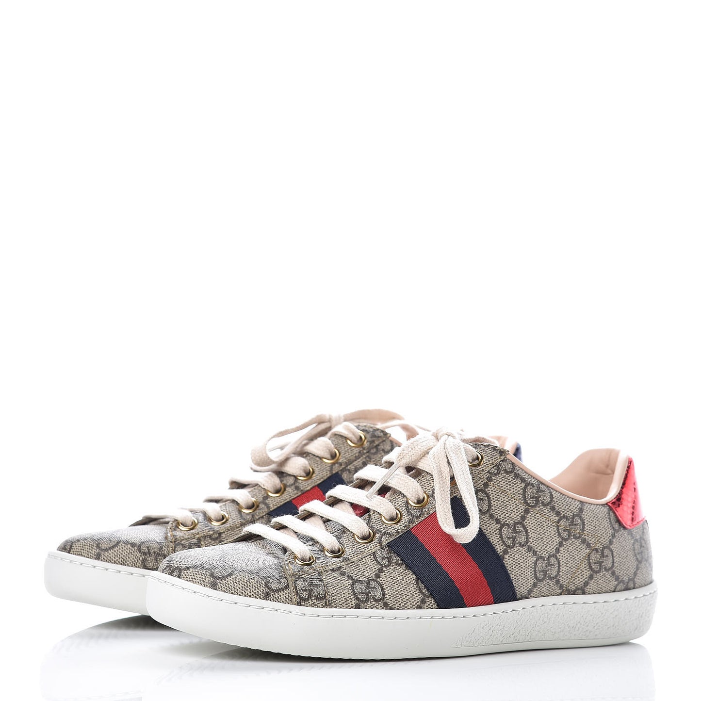 GG Supreme Monogram Womens Ace Low-Top Sneaker 35 Beige