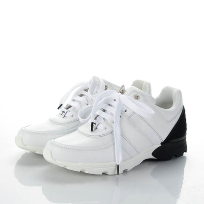 Chanel Calfskin Neoprene CC Sneakers 37.5 White Black 3 of 7