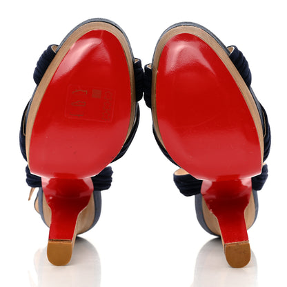 Christian Louboutin Suede Chouquette 160 Platform Sandals 36.5 Navy 5 of 8