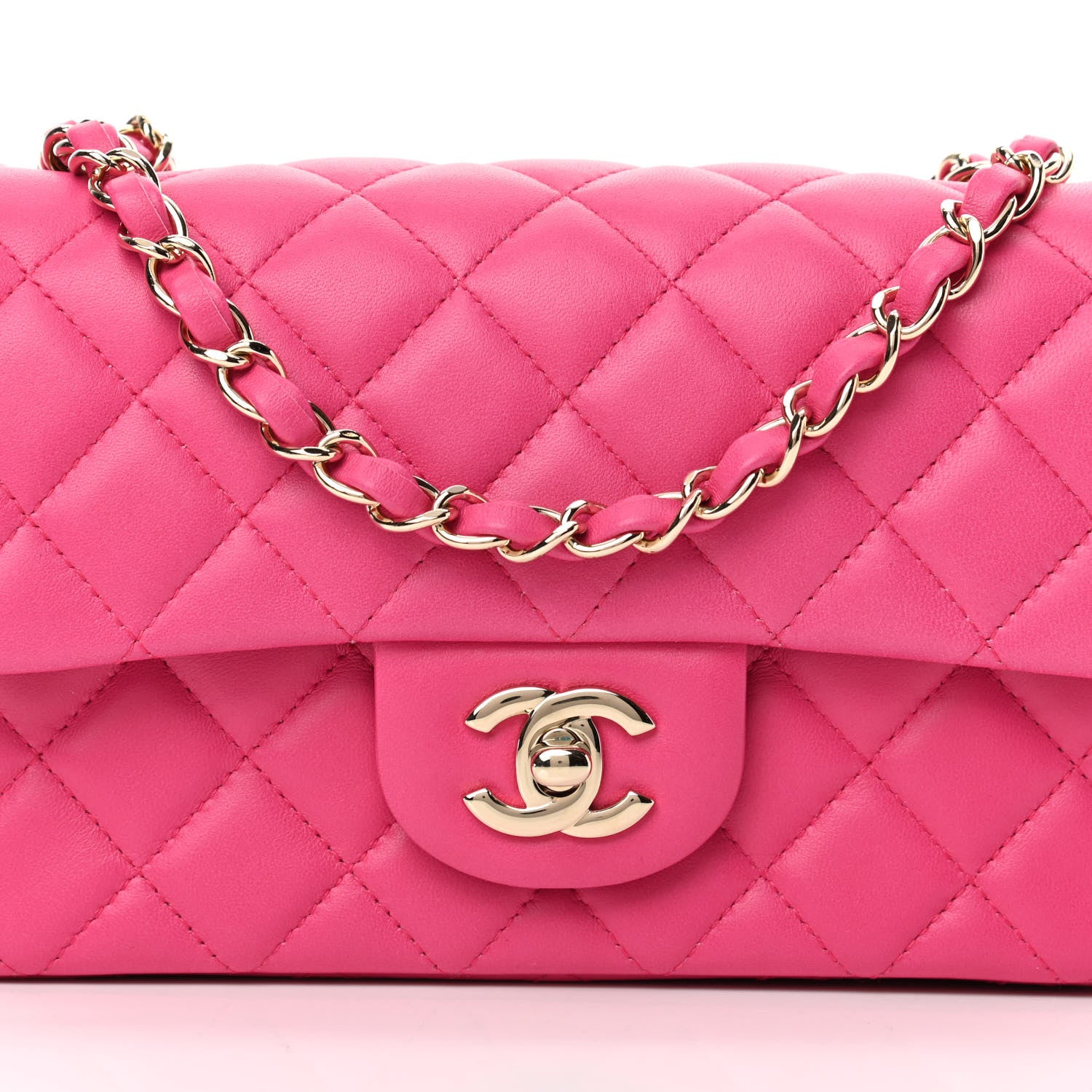 Chanel Lambskin Quilted Mini Rectangular Flap Fuchsia 13 of 20