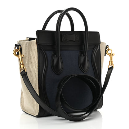 Celine Canvas Smooth Calfskin Nano Tri-Color Luggage Navy Blue 2 of 7
