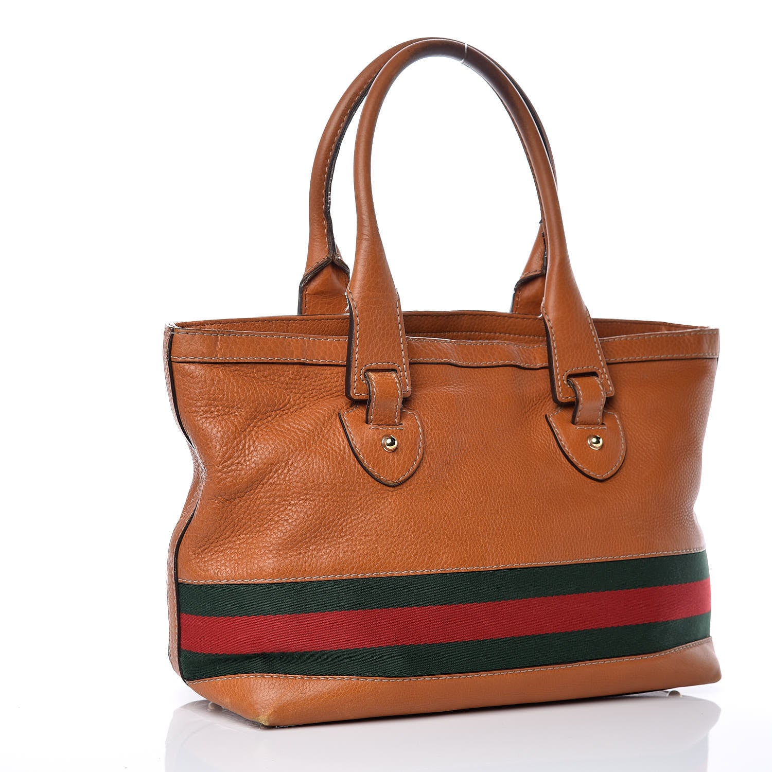 Gucci Calfskin Web Medium Heritage Tote Tan 3 of 25