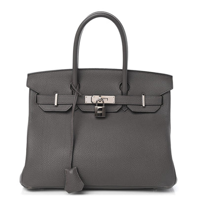 Hermes Togo Horseshoe Birkin 30 Etain Bleu Electrique 1 of 13