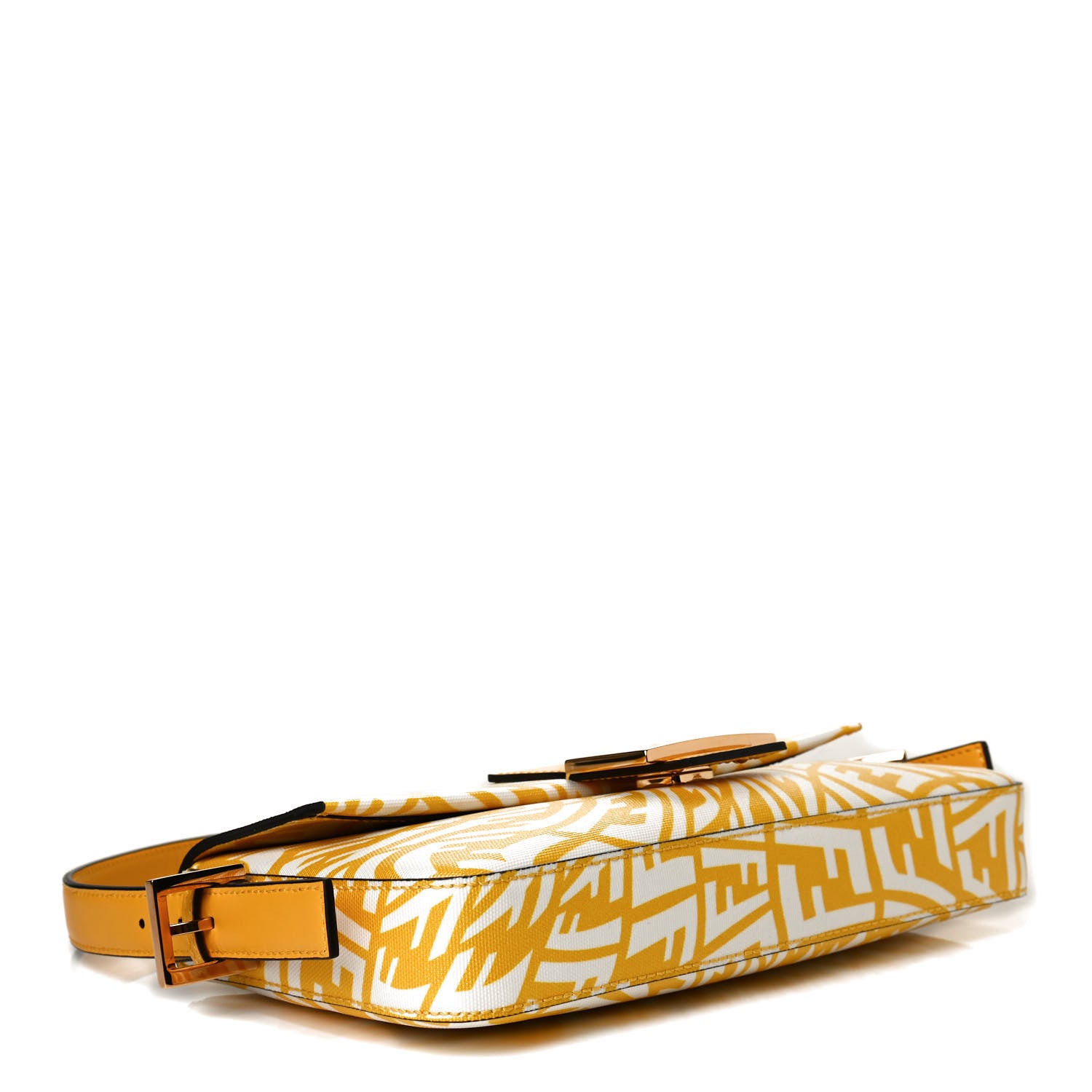 Fendi X SARAH COLEMAN Glazed Canvas Vitello King FF Vertigo Baguette 1997 Mimosa White 6 of 21