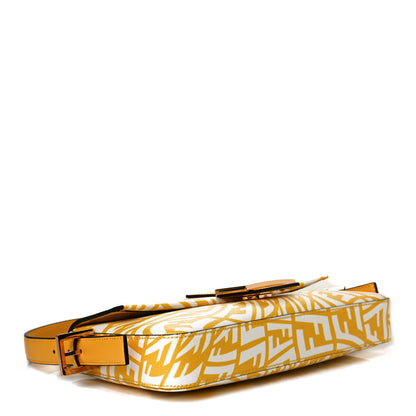 Fendi X SARAH COLEMAN Glazed Canvas Vitello King FF Vertigo Baguette 1997 Mimosa White 6 of 21