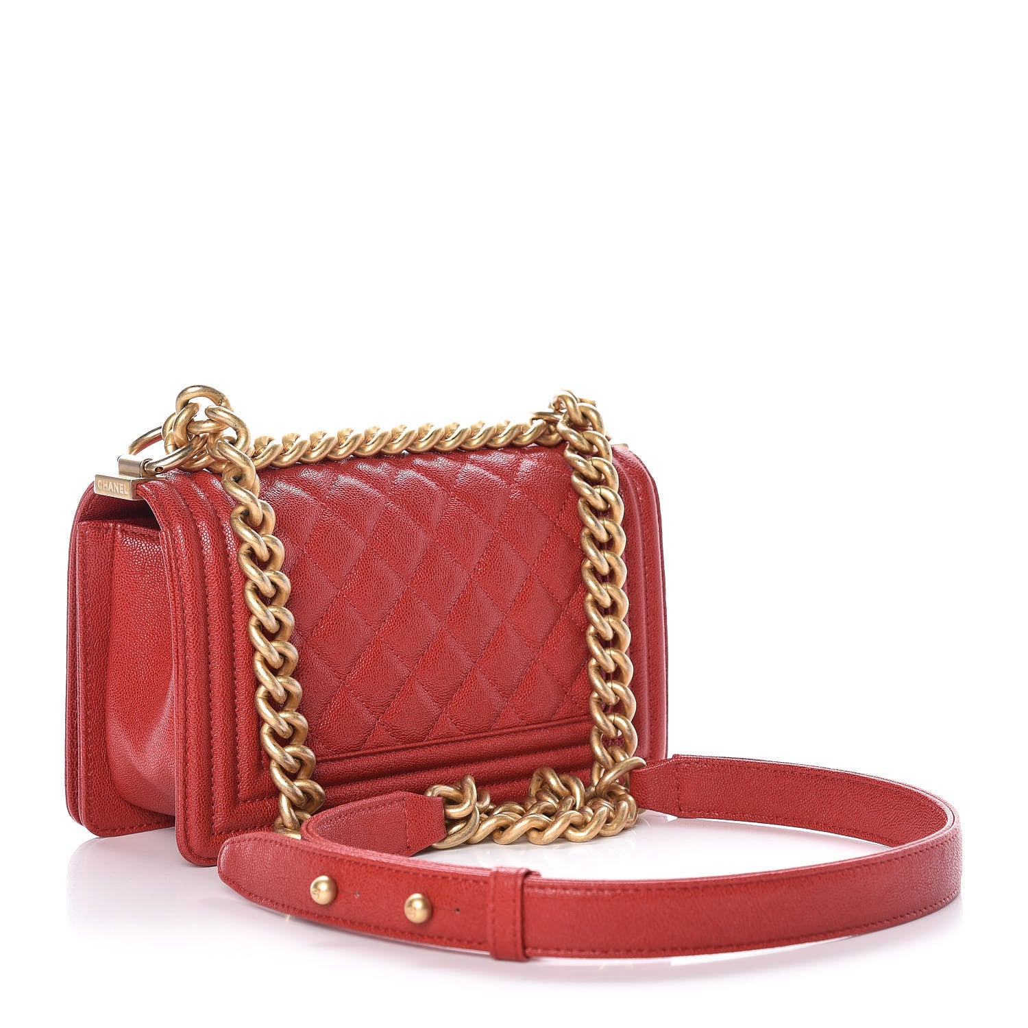 Chanel Caviar Quilted Small Boy Flap Red 3 of 11