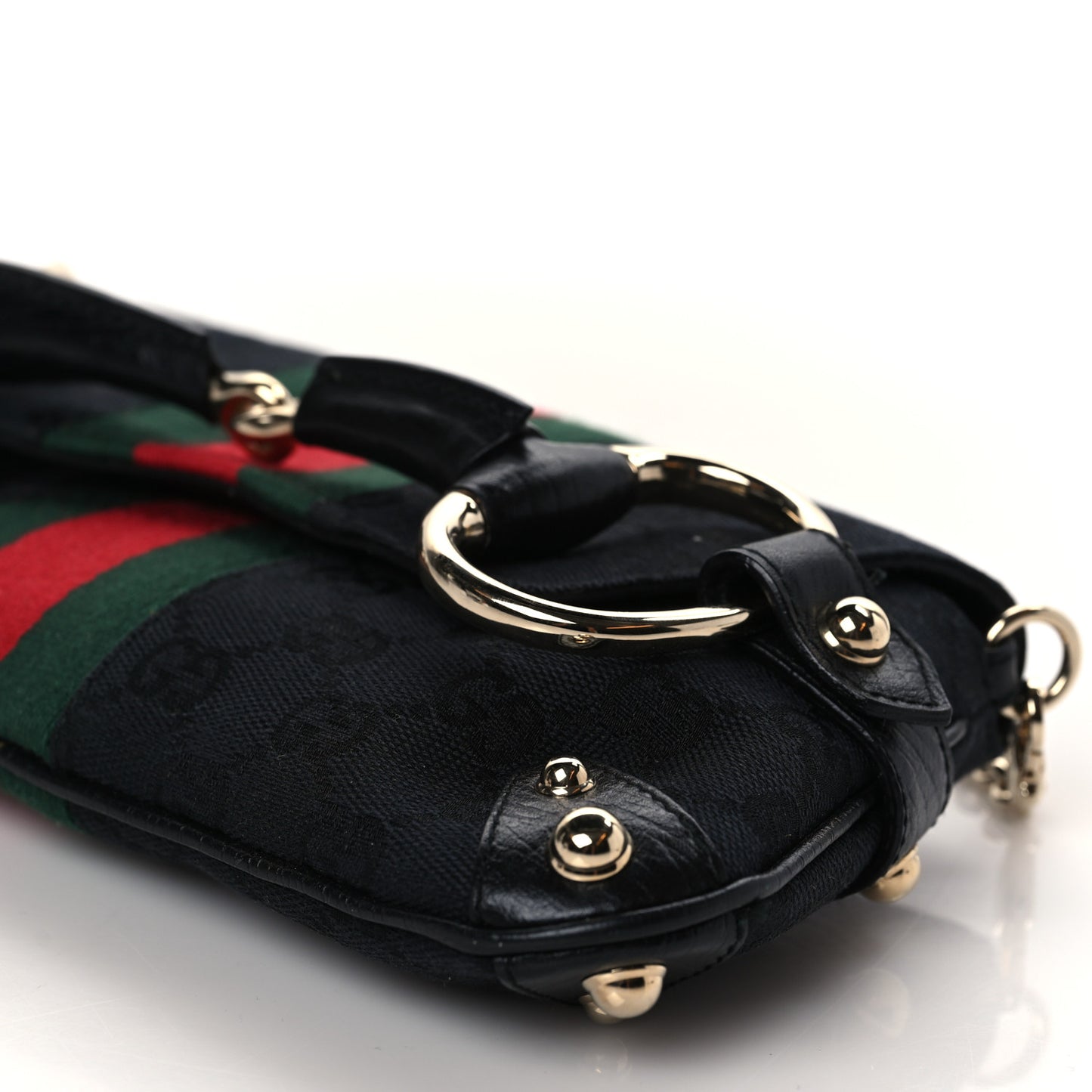 Monogram Web Horsebit Chain Clutch Black