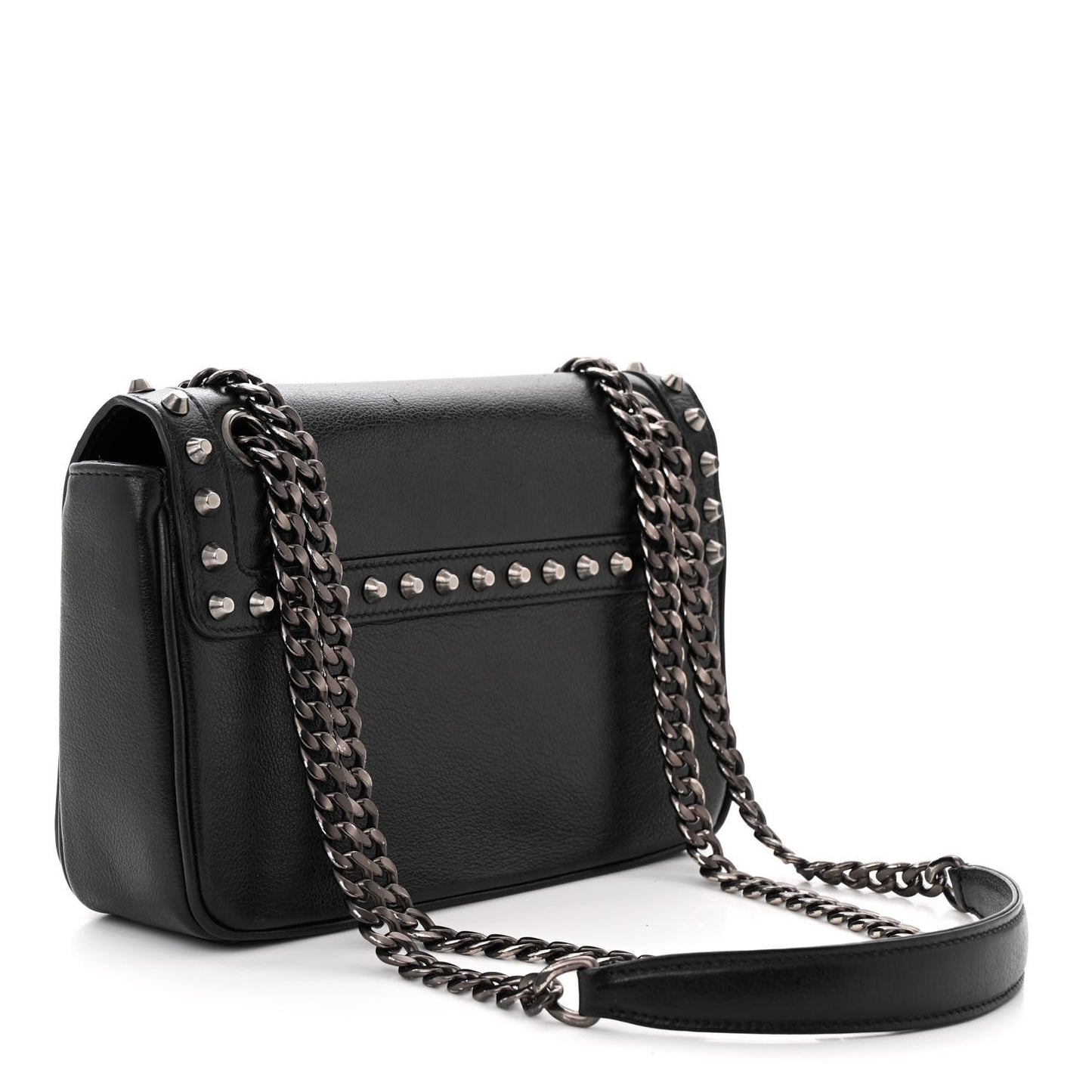 Glace Calfskin Studded Crossbody Black Black