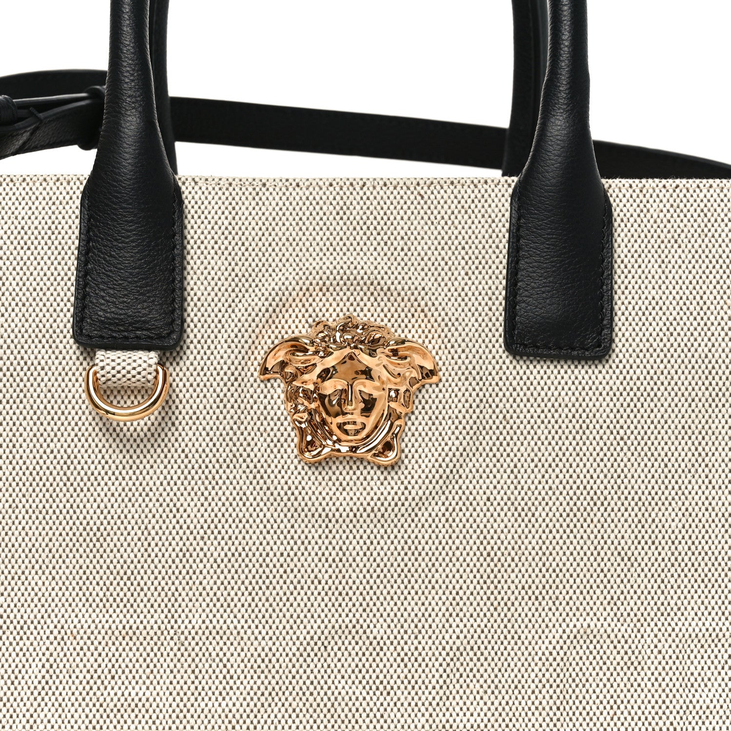 Versace Canvas Calfskin La Medusa Small Tote Bag Beige 7 of 9