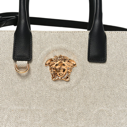 Versace Canvas Calfskin La Medusa Small Tote Bag Beige 7 of 9