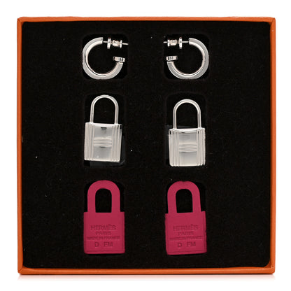Hermes Palladium Swift O'Kelly Earrings Rose Mexico 5 of 5