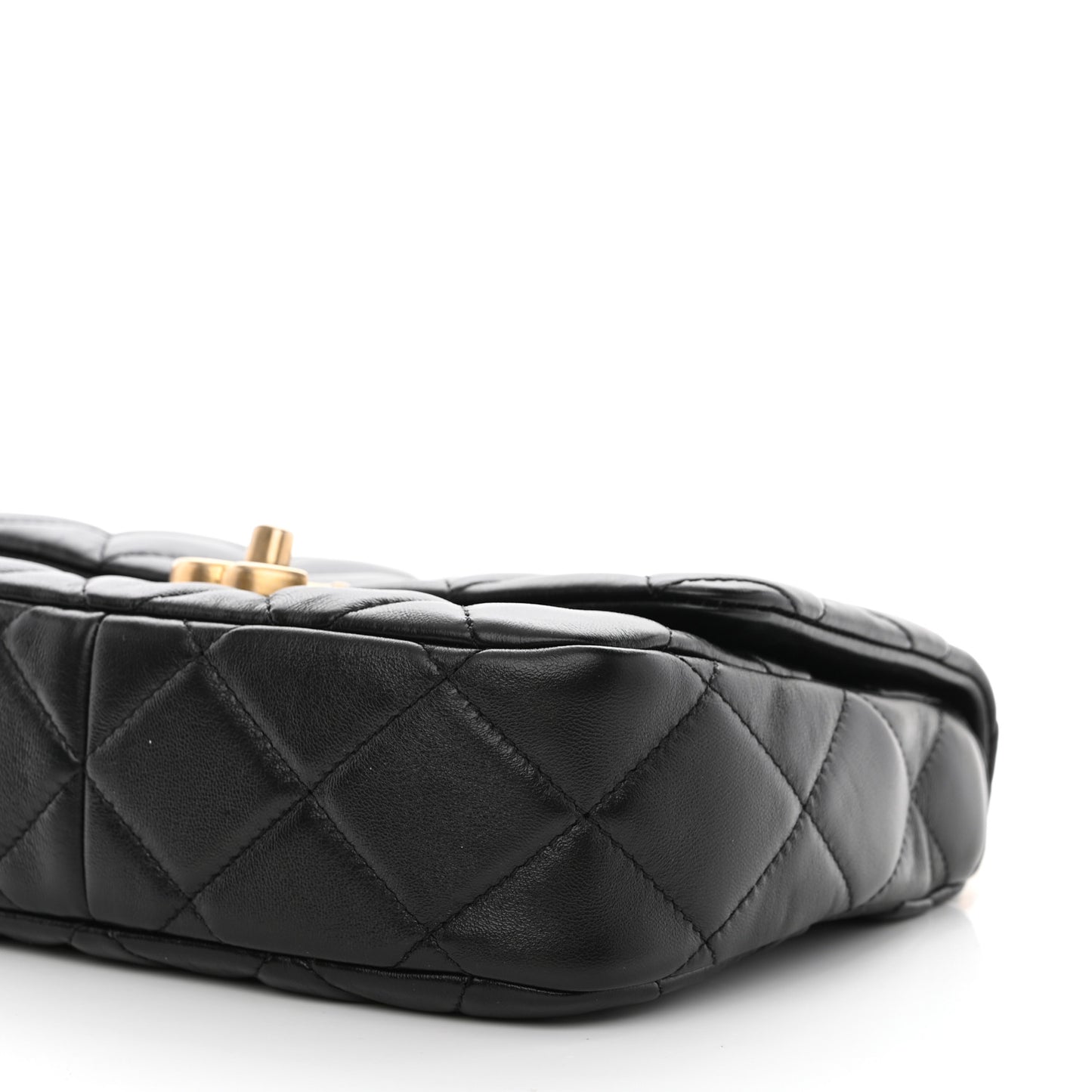 Lambskin Quilted Small Lacquered Chain Flap Black