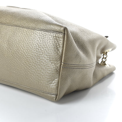 Gucci Metallic Pebbled Calfskin Medium Soho Chain Shoulder Bag Golden Beige 7 of 10