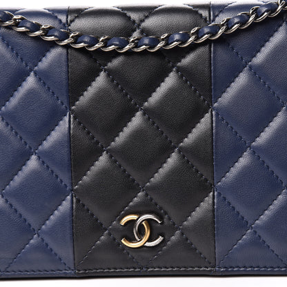 Chanel Lambskin Quilted Wallet On Chain WOC Navy Black 11 of 14