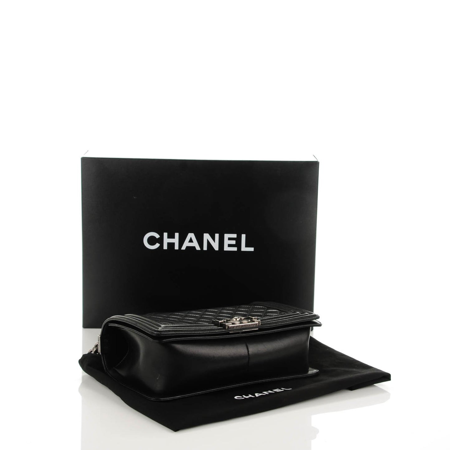 Lambskin Quilted Medium Boy Flap Black