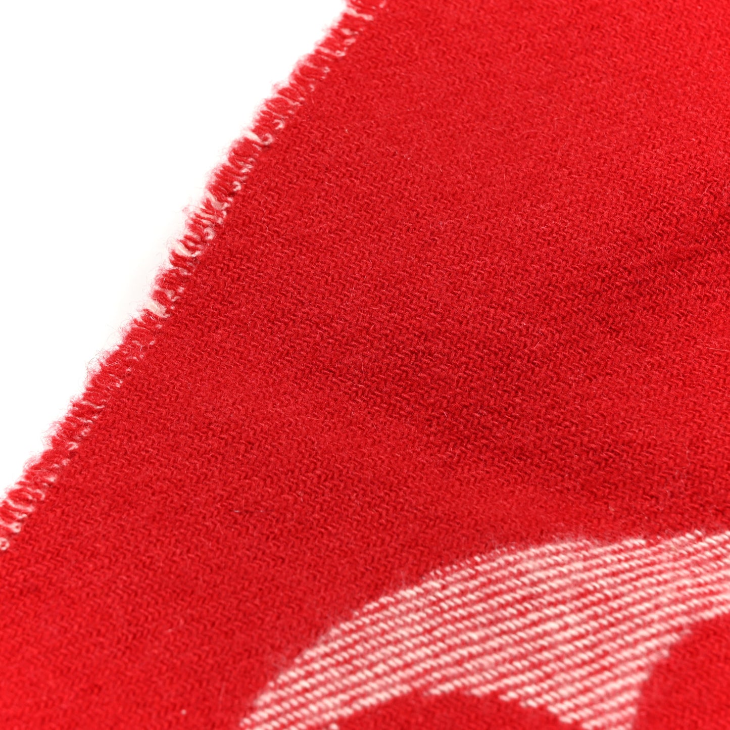 Cashmere Wool Monogram Capital Scarf Rouge