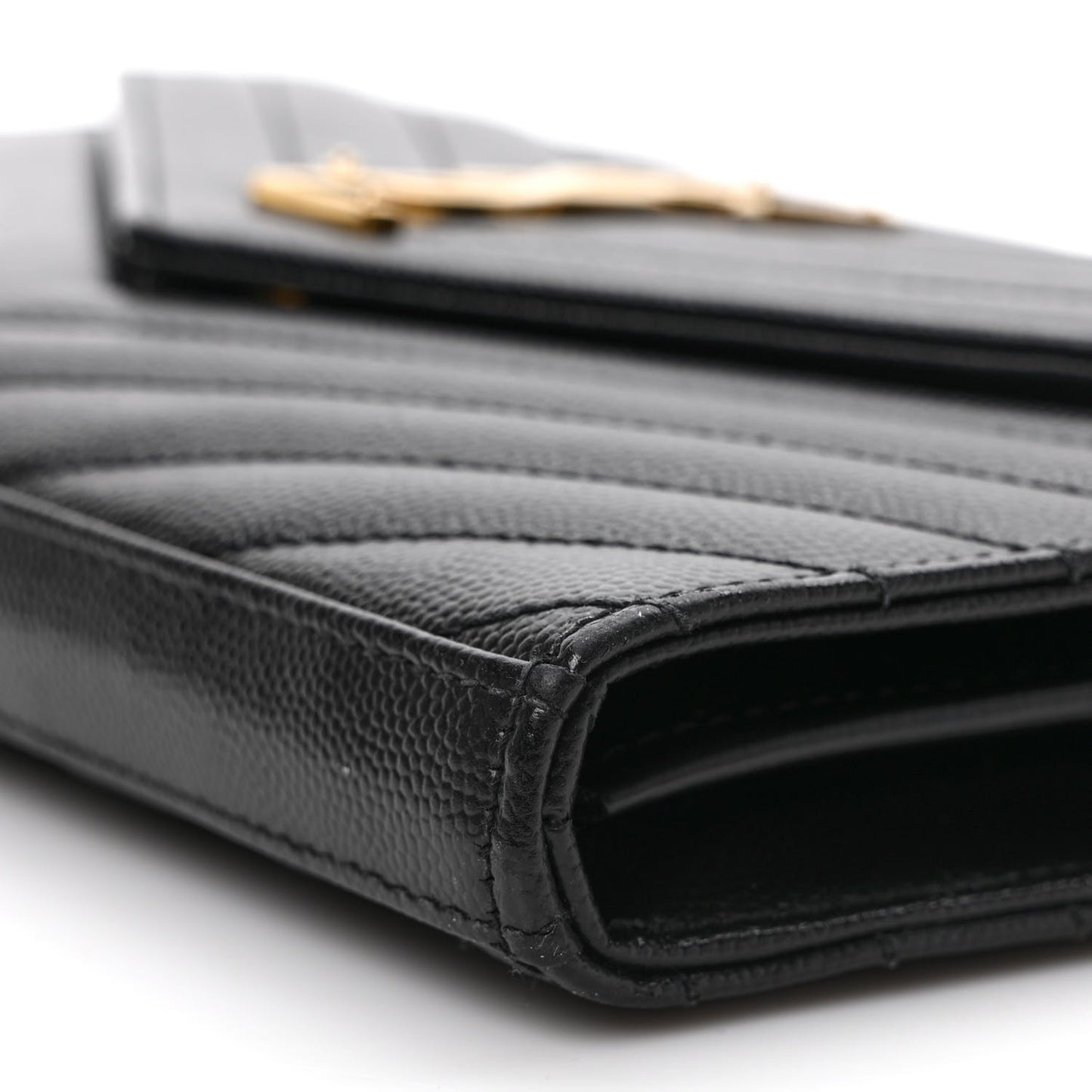 Grain De Poudre Matelasse Chevron Monogram Chain Wallet Black