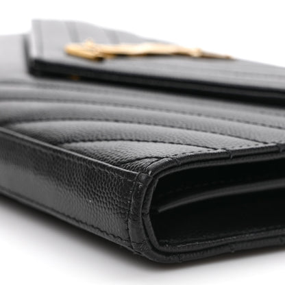 Saint Laurent Grain De Poudre Matelasse Chevron Monogram Chain Wallet Black 8 of 8