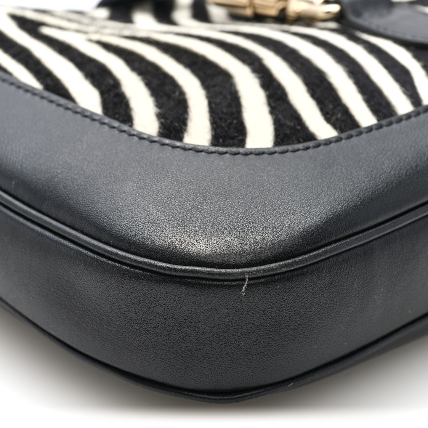 Pony Hair Zebra Print Calfskin Small Jackie 1961 Hobo Black White