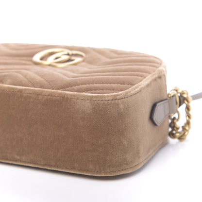 Gucci Velvet Matelasse Small GG Marmont Chain Shoulder Bag Taupe 10 of 10