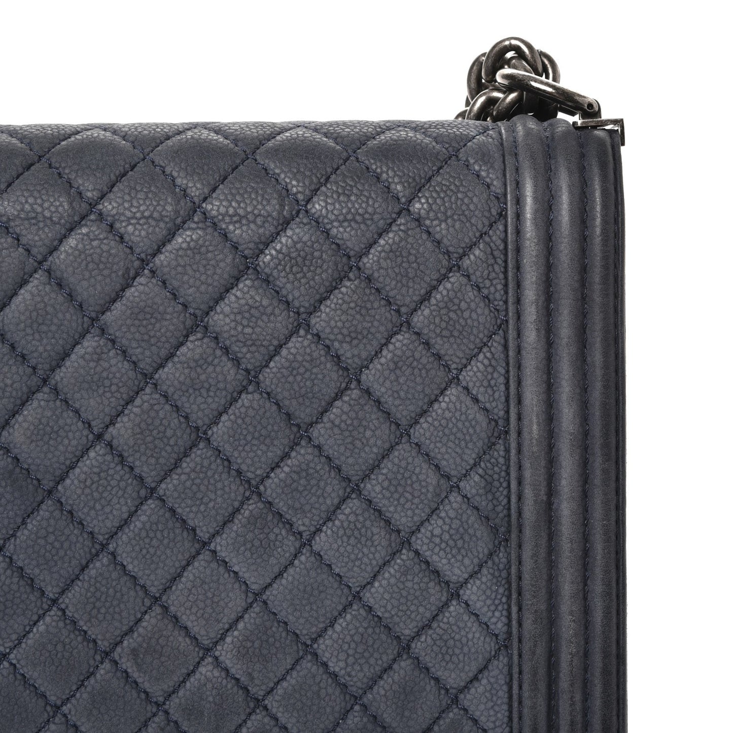 Iridescent Caviar Quilted Large Boy Flap Navy Blue