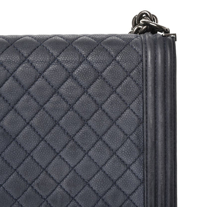 Chanel Iridescent Caviar Quilted Large Boy Flap Navy Blue 8 of 10