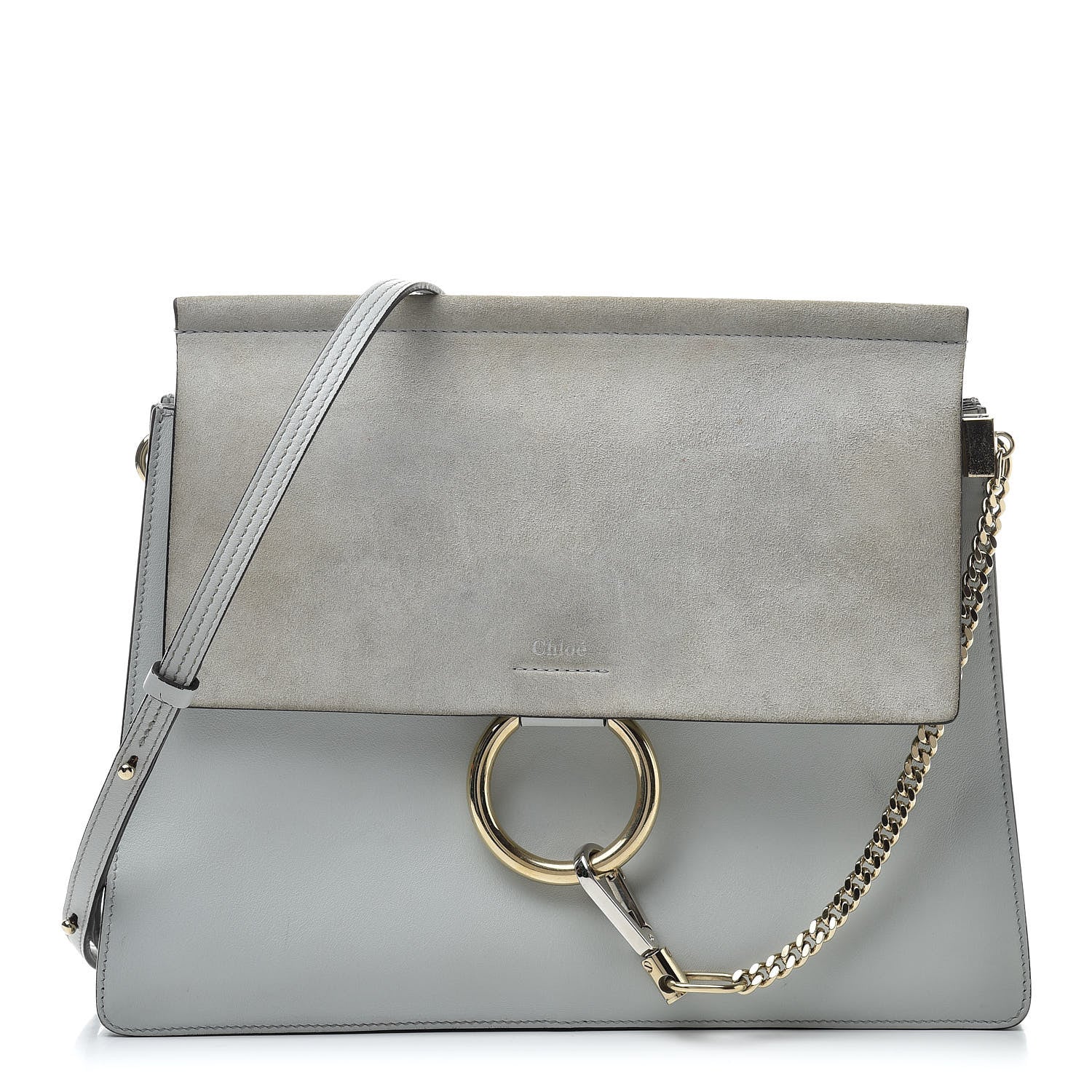 Chloe Calfskin Suede Medium Faye Shoulder Bag Airy Grey 1 of 15