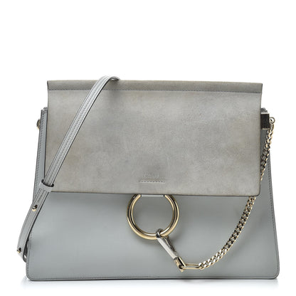 Chloe Calfskin Suede Medium Faye Shoulder Bag Airy Grey 1 of 15