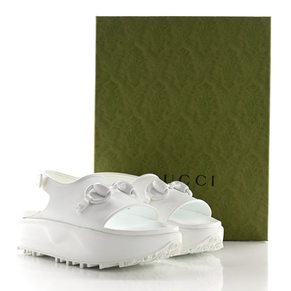 Gucci Soft Rubber Horsebit Touch Womens Strapped Sandals 38 Great White 9 of 9